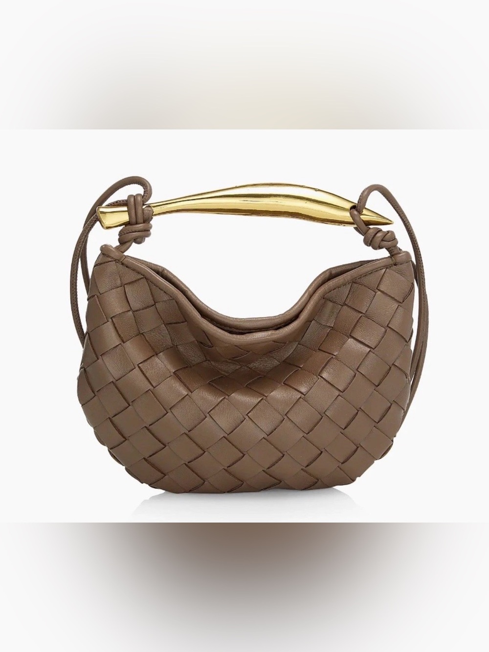 Bottega Veneta Sardine Mini Intrecciato Crossbody Bag Taupe-Brass - Picture 1 of 7